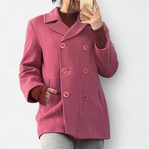 L.L. Bean Wool Rose Double-Breasted Pea Coat Vintage Valentines